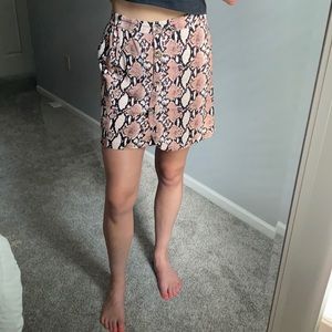 Pink Snake Skin Mini Skirt
